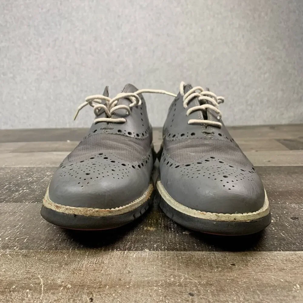 Cole Haan Zerogrand Men’s Size 9.5 Athletic Wingtip Oxford Shoes Grey Leather
